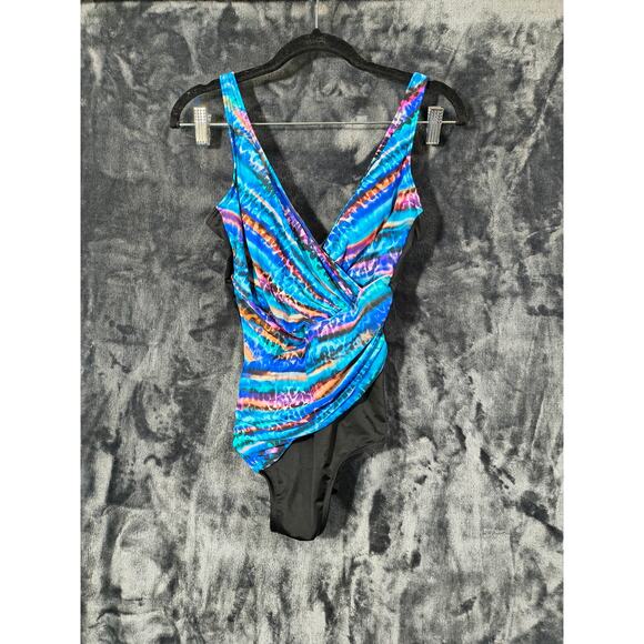 Miraclesuit Blue Oceanus One Piece Swimsuit Women's Size 10 L74239 - Picture 1 of 9